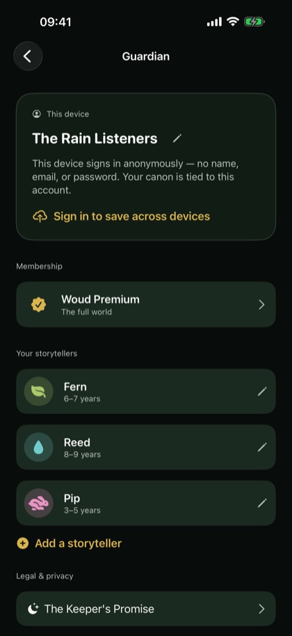 Settings, showing the privacy controls and the option to forget everything
